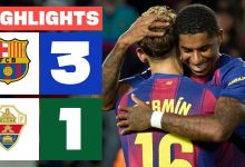 ویدیو| خلاصه بازی بارسلونا ۳ - الچه ۱/ بارسا در تعقیب رئال صدرنشین