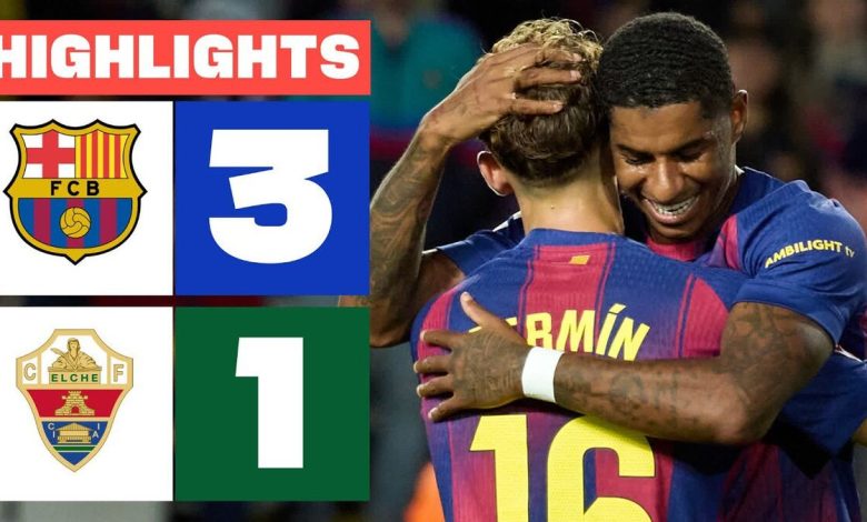 ویدیو| خلاصه بازی بارسلونا ۳ - الچه ۱/ بارسا در تعقیب رئال صدرنشین