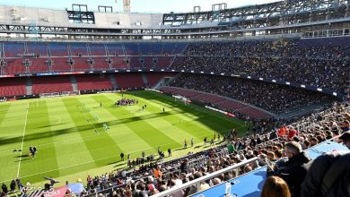 تمرین تاریخی بارسلونا در ورزشگاه ۱۰۵ هزار نفری نوکمپ +ویدیو