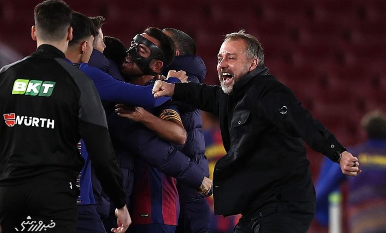 ویدیو| واکنش‌های فلیک پس از گل‌های بارسلونا به اتلتیکومادرید؛ انفجار نیمکت پس از گل سوم