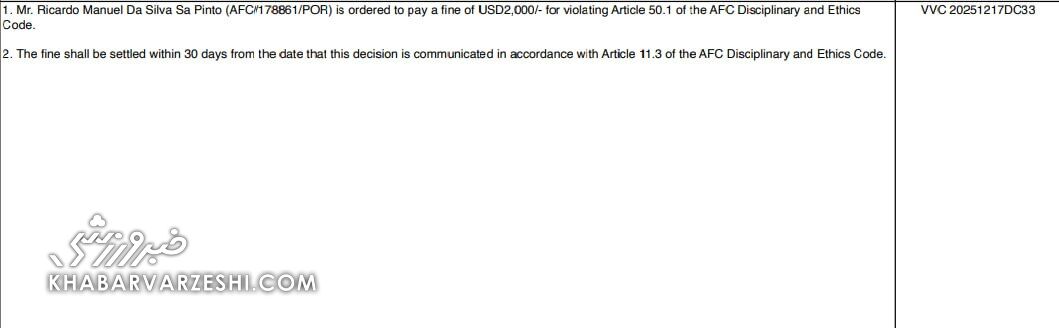 حکمی که همه را به اشتباه انداخت/ ساپینتو چرا جریمه شد؟