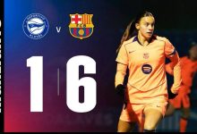 ویدیو| زنان بارسلونا رقیب را ۶ تایی کردند/ خلاصه بازی زنان دیپورتیو آلاوز - بارسلونا