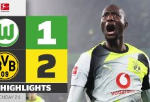 ویدیو| خلاصه بازی ولفسبورگ ۱ - دورتموند ۲